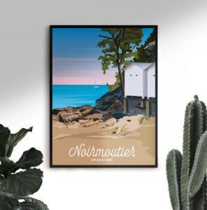 Affiche Illustration Ile de Noirmoutier Vendée souvenirs saint jean de monts